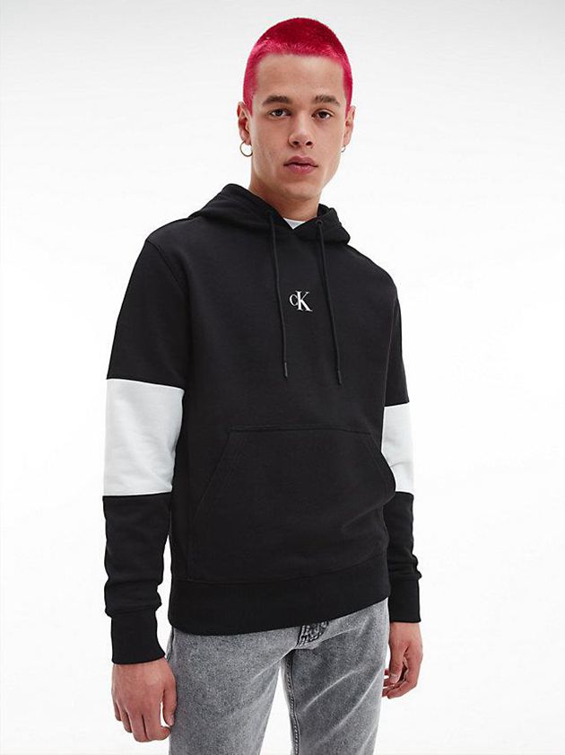 Calvin Klein USA Colour Block Mens Hoodie Black 2395487-YM